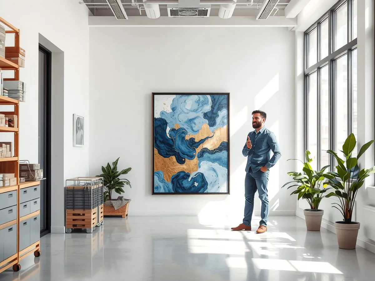 办公室走廊装饰画展示，现代风格抽象画作
